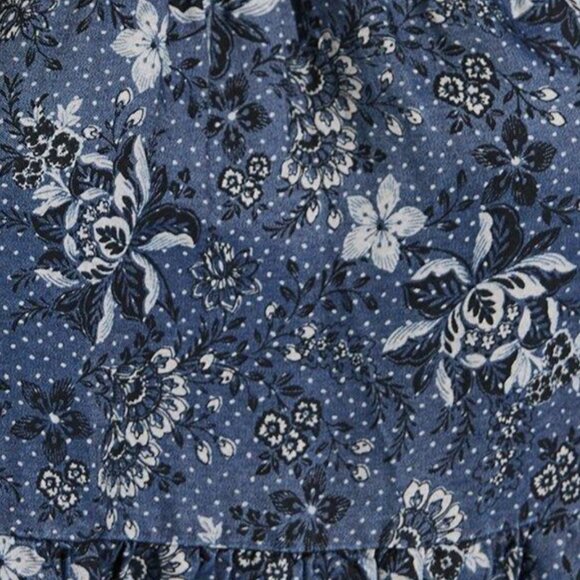 ❤️NWT VINTAGE TORRID FLORAL MINI DRESS - PUFF SLEEVE CHAMBRAY, POCKETS - SIZE 3X - Picture 2 of 9